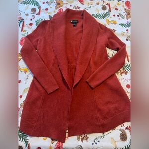Valerie Bertinelli Red Orange Women's Cardigan 100 Percent Merino Wool